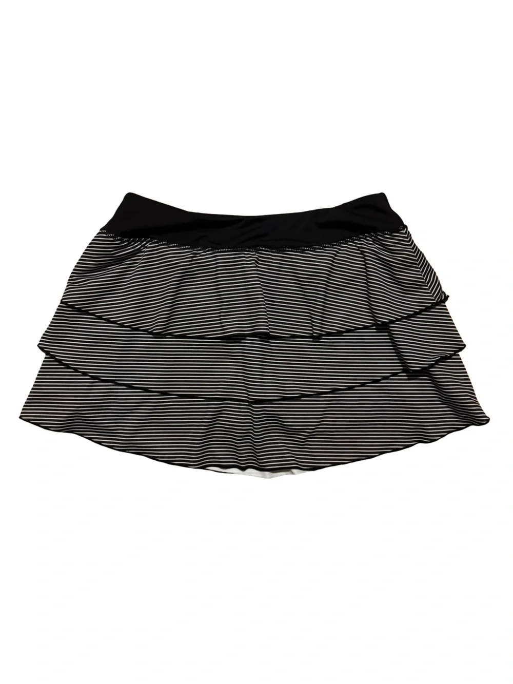 Kyodan Black & White Striped Tiered Skater Tennis Athletic Skort Skirt Medium